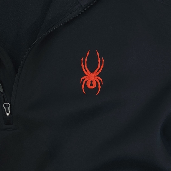 Spyder Prospect Zip Quarter Zip T Neck Pullover In Black/Red Logo Mens Size L - Picture 3 of 9